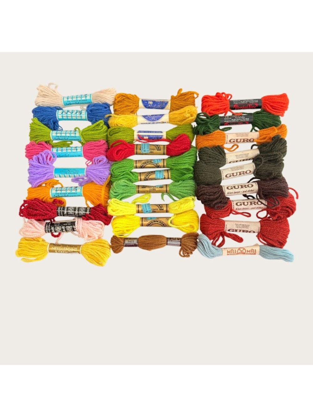 Vintage Lot of 28 Needlepoint Tapestry Yarn Various Brands Assorted Colors
